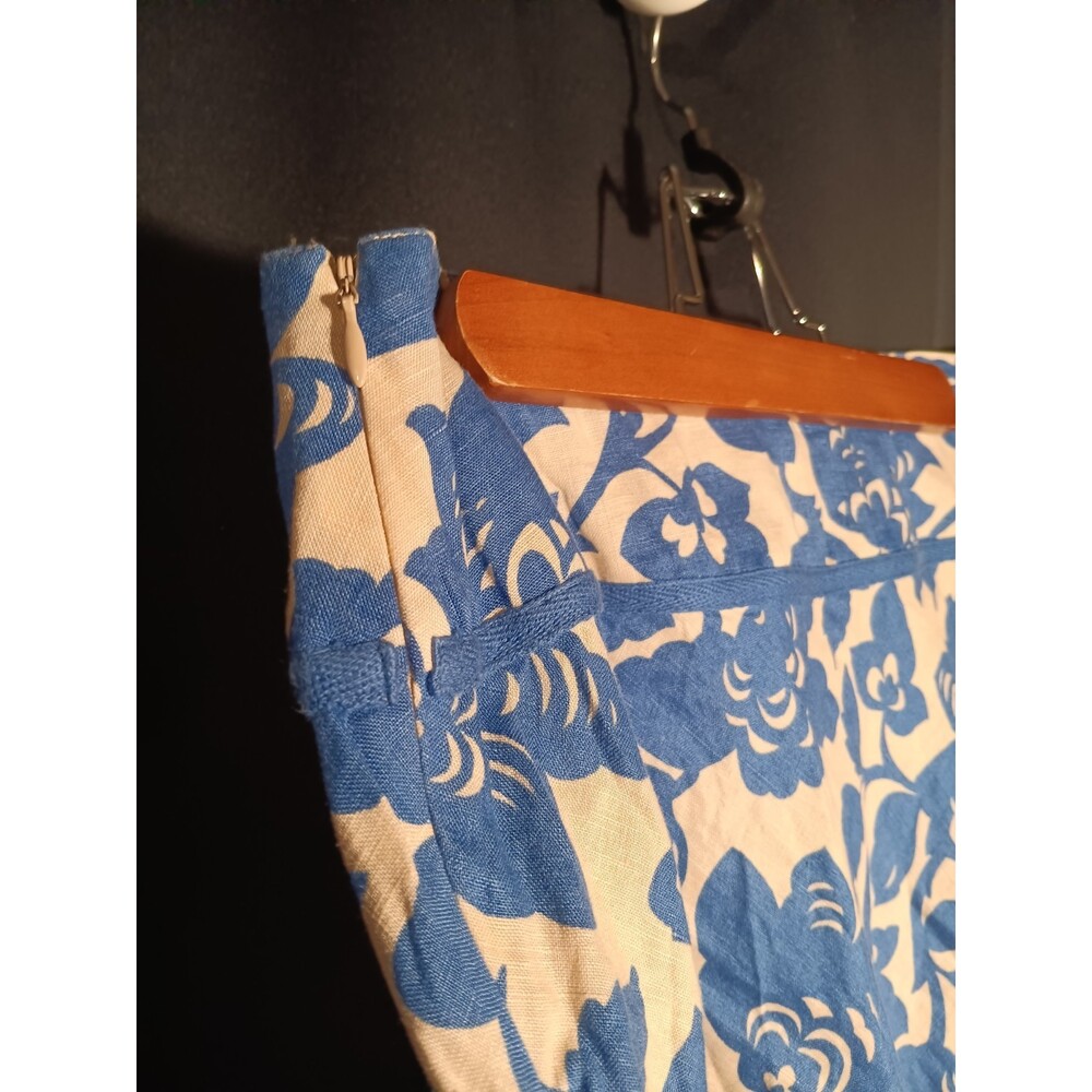 Boden Blue Floral Skirt 8R Side Zip Knee Length Cotton Print Preppy Womens - Picture 4 of 5